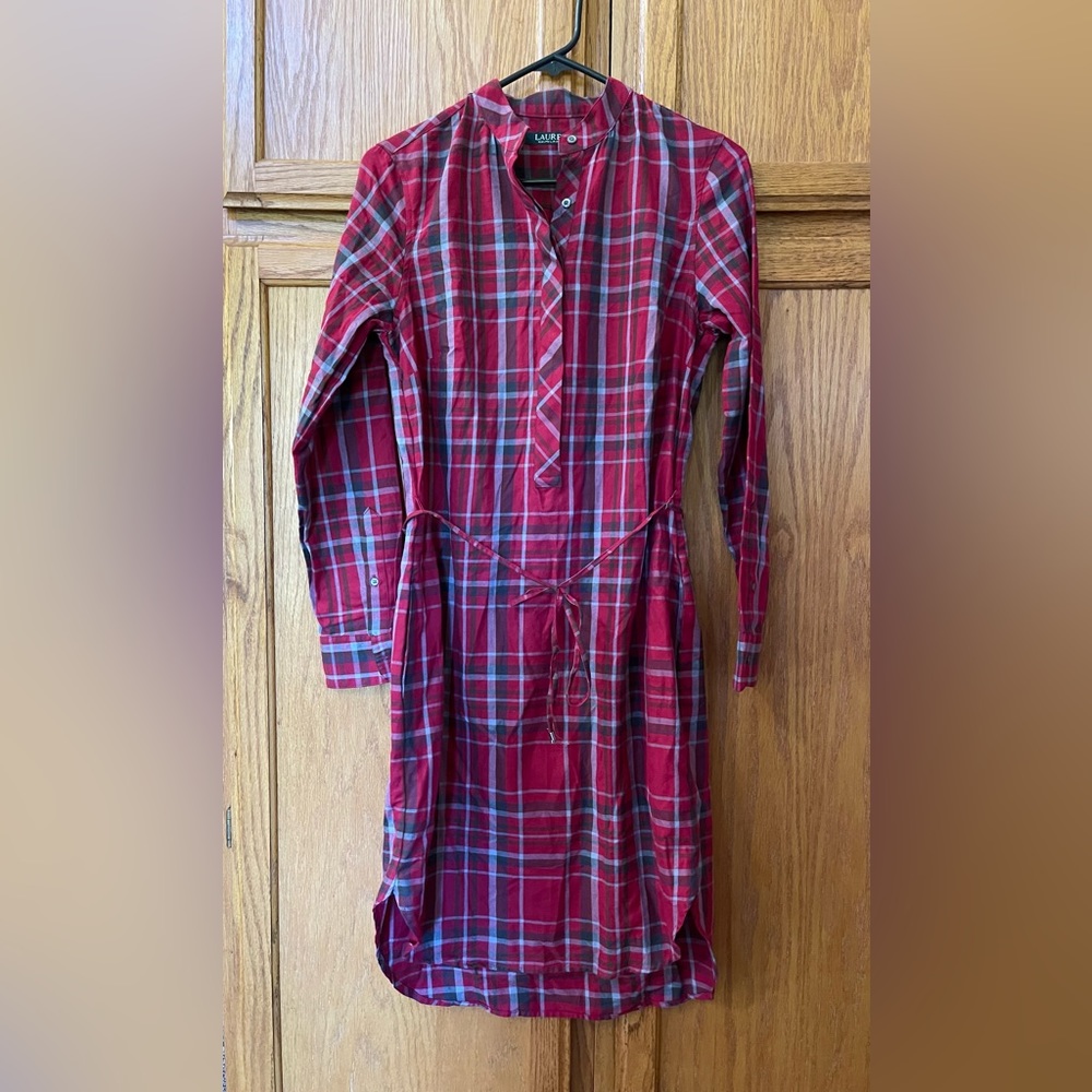 NWT $100 Lauren Ralph Lauren plaid/flannel shirt dress. 4